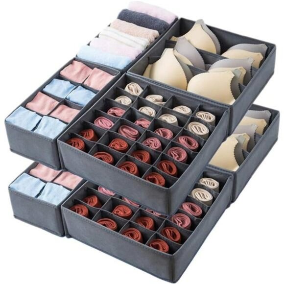 Foldable Dresser Drawer Organizer Set Underwear Sock Closet Storage Bins - Picture 2 of 6
